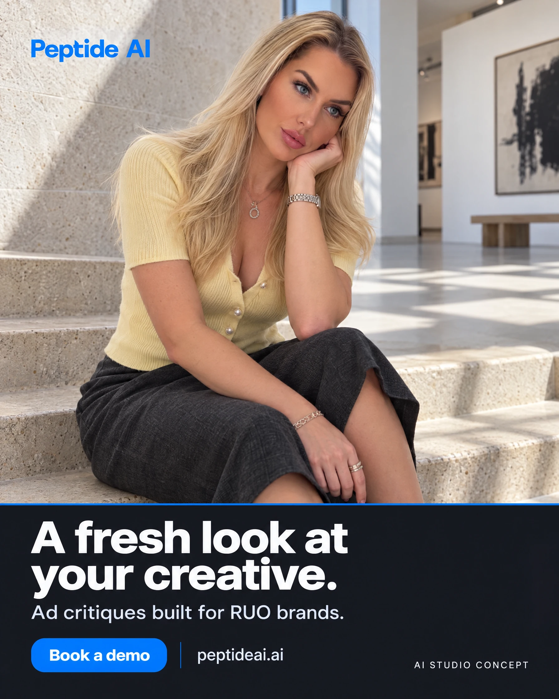 Peptide AI AI-generated static ad featuring Sanna. A fresh look at your creative.